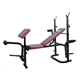 FFitness Panca Pesi Pieghevole Multifunzione Palestra Pettorali con Supporto Bilanciere e Schienale Regolabile