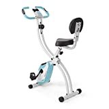Ultrasport F-Bike 200B, trainer per bicicletta, cyclette pieghevole, con schienale, computer allenam LCD, peso massimo utente 110 kg, misurazione frequenz cardiaca, 8 livelli resistenza, Menta/Bianco
