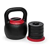 KLARFIT Adjustabell - Pesi Palestra Kettlebell, Sfera Regolabile, Manubrio a Sfera, Ingombro Ridotto, Ghisa, Pesi con Maniglia, Peso Regolabile: 8/10/12/14/16 kg, Nero/Rosso