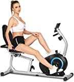 ANCHEER Cyclette Orizzontale Magnetico con Sella Regolabile, 8 Livelli di Resistenza, Sensori di Pulsazione Integrati,Supersilenzioso per Allenamento di Recupero,Max 130kg (Grigio)