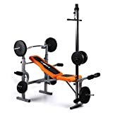 KLAR FIT Ultimate Gym 3500 - Palestra, Panca Multifunzione, Panca Pesi, Curl per Braccia e Gambe, Barra per Latissimus, Schienale e Sedile Imbottiti, Regolabile, Max 150 kg, Zucca