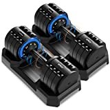 DH FitLife Manubri Regolabili da 3 a 25 kg con Base di parcheggio, Set di manubri con Piastre di Peso, Pesi variabili