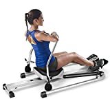 COSTWAY Vogatore con Schermo LCD, Cilindro Idraulico Regolabile per Resistenza, Vogatore Professionale per Casa e Palestra, Capacità di Carico 100 kg, 110 x 77 x 21 cm