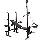 CCLIFE Panca Multifunzione Panca per Pesi Palestra Regolabile e Pieghevole con LAT Machine Curl per Braccia e Gambe Supporto Bilanciere-ZERRO