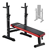 ISE Panca Pesi Multifunzione con Portabilanciere, Panca per Sollevamento, Pesi Pieghevole Panca Regolabile con Portabilanciere, SY-544
