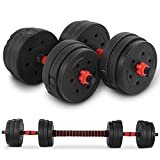Set di Manubri 2 in 1, 20KG(2x10KG), Manubri Palestra Regolabili, Manubri Pesi e Bilanciere per Esercizio di Allenamento Fitness da Palestra Domestica