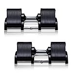 GOVITA NEW Set Manubri Regolabili A Carico Variabile Pesi Palestra bilanciere Regolabili, Allenamento Corpo Home Palestra Casa Manubri Pesanti (Coppia da 32Kg cad. step 2Kg))