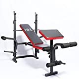ISE Panca Pesi Pieghevole con Schienale Regolabile & Supporto Bilanciere, Multifunzione Fitness Palestra in Casa,Allenamento per Butterfly Arms, Curl Legs, Support Curl, Max. 150 kg, SY-5430B
