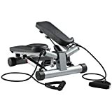 Ultrasport Swing Stepper con fasce di allenamento, Stepper per allenament casa con resistenza regolabile e computer allenameto wireless, Stepper Up-Down per principinti ed esperti, piccolo e compatto