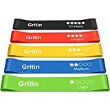 Gritin Elastici Fitness, [Set di 5] Banda Elastica Fasce Elastiche di Resistenza di Lattice con Istruzioni per l'esercizio in Italiano e Borsa per Il Trasporto per Crossfit, Yoga, Pilates