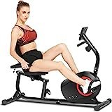 ANCHEER Cyclette Orizzontale Magnetico con Sella Regolabile, 8 Livelli di Resistenza, Sensori di Pulsazione Integrati,Supersilenzioso per Allenamento di Recupero,Max 130kg