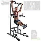 Sportstech 7in1 Power Tower PT300 è una stazione per dip, piegamenti sulle braccia, macchinario multifunzionale per casa con barra per trazioni, 4 occhielli per TRX, corde e imbragature, sit-up