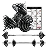 PROIRON Ghisa 20Kg Manubri Regolabili Set Con Prolunga Barra Della Maniglia Perfetta per Body Building, Pesistica Fitness, Allenamento, Palestra Casa