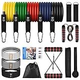 TAWAK Bande Elastici Fitness 17 Pezzi, Bande Elastiche di Resistenza Glutei con 5 livelli, Fasce Elastiche Set da 150LB, Allenamento Kit Elastico Fitness con Ancoraggio Porta per Palestra Casa Yoga
